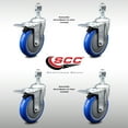 thumbnail image 2 of 5 Inch SS Blue Polyurethane 12mm Threaded Stem Caster Set Total Lock Brake, 2 of 2