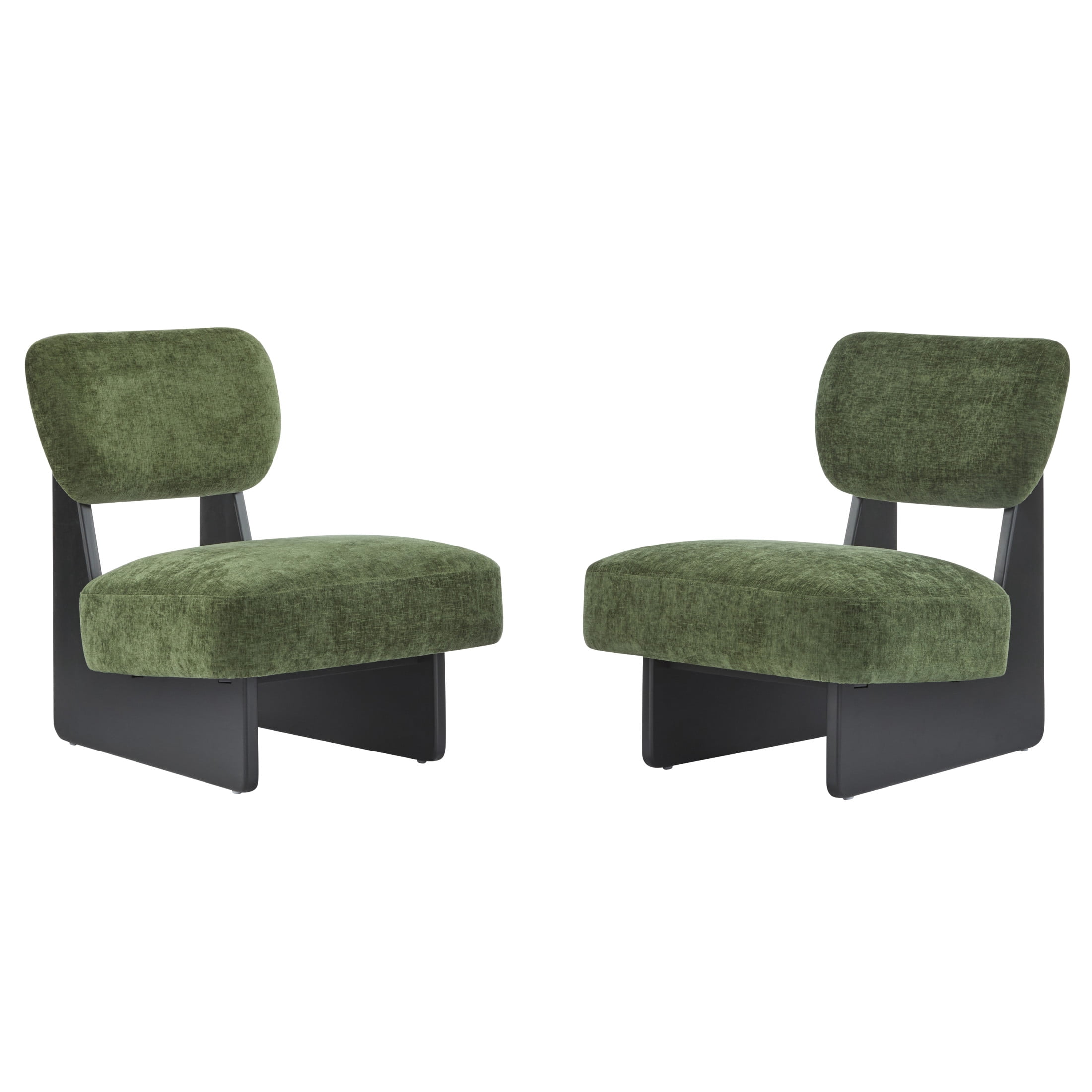 Christopher Knight Home Minimalist Upholstered Accent Chair Set of 2, Solid Wooden Base, Black+Green