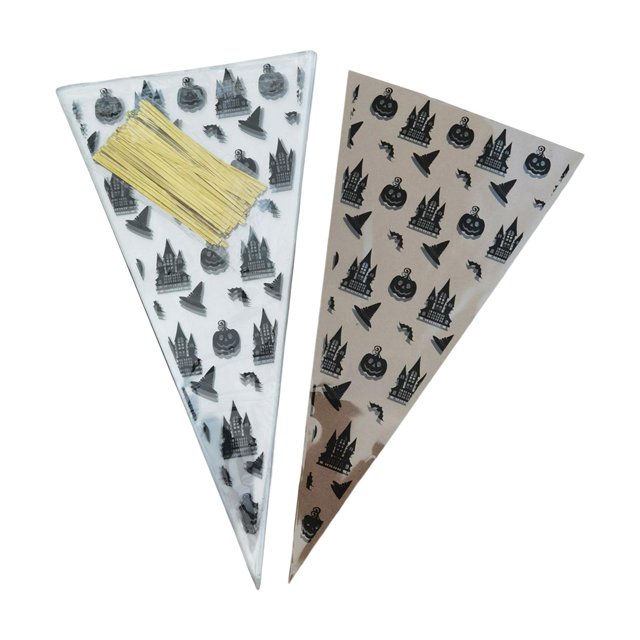 segolike 100x Halloween Candy Bags Triangle Shape Treat Bags Storage Pouch Gift Packaging Castle
