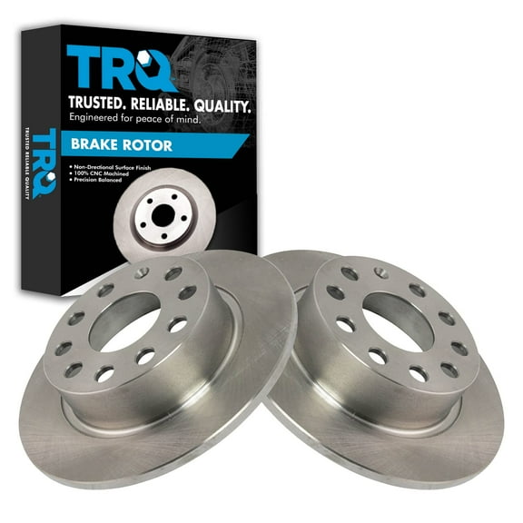 TRQ Rear Brake Rotors Set Solid Fits Select 2010-2013 Audi A3 2011-2013 A3 Quattro 2013-2019 Volkswagen Beetle 2009-2013 Eos 2011-2016 Golf 2015 Golf SportWagen 2011-2018 Jetta