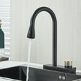 thumbnail image 2 of Matte Black Kitchen Sink Faucet Pull Out Single Handle Waterfall & Rainfall Rotatable Hot and Cold Faucet Apply Inlet Pipe, 2 of 7