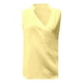 thumbnail image 4 of MIXUE Womens Summer Tops Solid Color Casual V Neck Sleeveless Vest Tank Pullover Tee Shirts Streetwear,Yellow,XXL, 4 of 5