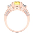 thumbnail image 4 of 4.27 ct Emerald Cut Simulated Yellow Diamond 3 Stone 18K Rose Gold Womens Engagement Ring, 4 of 5