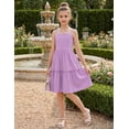 thumbnail image 3 of Oudiya Girls Spaghetti Strap Tie Back Dress Ruffle Hem Summer Beach Casual Sundress with Pockets, 6-14Y, 3 of 5