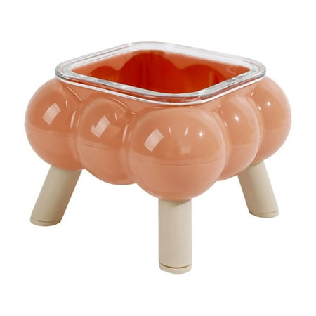Pink Elevated Cat Bowl Pink Glass Four Legs Easy Clean Pet Food Dish For Cats And Small Dogs 300Ml Capacity