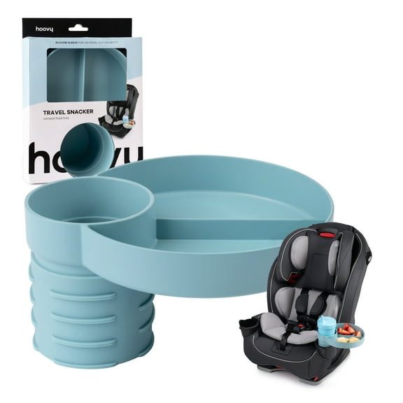 Hoovy Travel Snacker, Toddler Car Seat Snack Tray, Mess Free, Aquamarine, unisex
