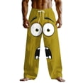 thumbnail image 2 of Blmnix Beach Pants Pants Men Baggy Palazzo Low Waisted Lightweight Pants Sweatpants Yellow Long Wide-Leg Mens Casual Pants,XL, 2 of 5