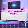 thumbnail image 3 of 12 Drawers TV Stand Dresser for 65/70 inch TV, Entertainment Center with LED Lights & Power Outlets, 63" Large LED TV Stand, TV Console for Bedroom, 3 of 18