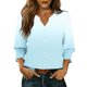 thumbnail image 1 of Camisas de Cuello de Tripulación de Manga Corta para las Mujeres, Cardigan con Cuello en V con Mangas 3/4, 1 of 7