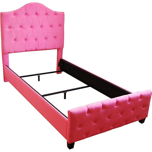 Diva Upholstered Twin Bed, Pink-railboar - Walmart.com