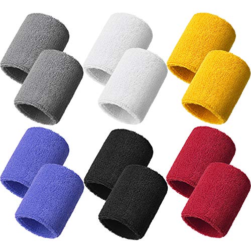 Basketball Working Out Running Good for Tennis Gym Bememo 12 Pack Sweatbands Sports Wristband Cotton Sweat Band for Men and Women