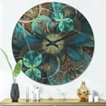 thumbnail image 2 of Designart 'Fractal Blue Flowers Pattern' Modern Wood Wall Clock, 2 of 5