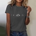 thumbnail image 1 of Hauts d'Été pour Femmes, Blouses Décontractées Élégantes 2024, T-Shirts à Imprimé Solaire, Col Rond, Manches Courtes, Gris, 1 of 5