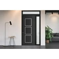 thumbnail image 3 of Front Exterior Prehung Metal-Plastic Door Frosted Glass | Manux 8661 Matte Black | Side and Top Sidelite Transom | Office Commercial and Residential Doors Patio Garage 48x94 (W36+12x80+14) Left-hand, 3 of 5