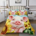 thumbnail image 1 of Erosebridal Cute Rabbit Bear Coverlet Set Queen, Patchwork Animal Bedding Set, Pink Buffalo Decor, 1 of 5