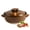 Brown, variant on Japanese ceramic cooking pot, clay pot with lid, soup pot for rice and stews, heat-resistant hot pot, slow stew for stewed chicken and household kitchen