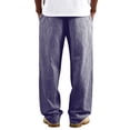 thumbnail image 5 of Men's Striped Relaxed Trousers, Drawstring Elastic Waist Pants, Lightweight Summer Casual Bottoms, 5 of 6