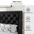 thumbnail image 5 of Walsunny Queen Bed Frame with Storage, Upholstered Platform Bed with Diamond Tufted Headboard and Wingbacks, Wooden Slats Support Easy Assembly, Velvet Black, 5 of 9