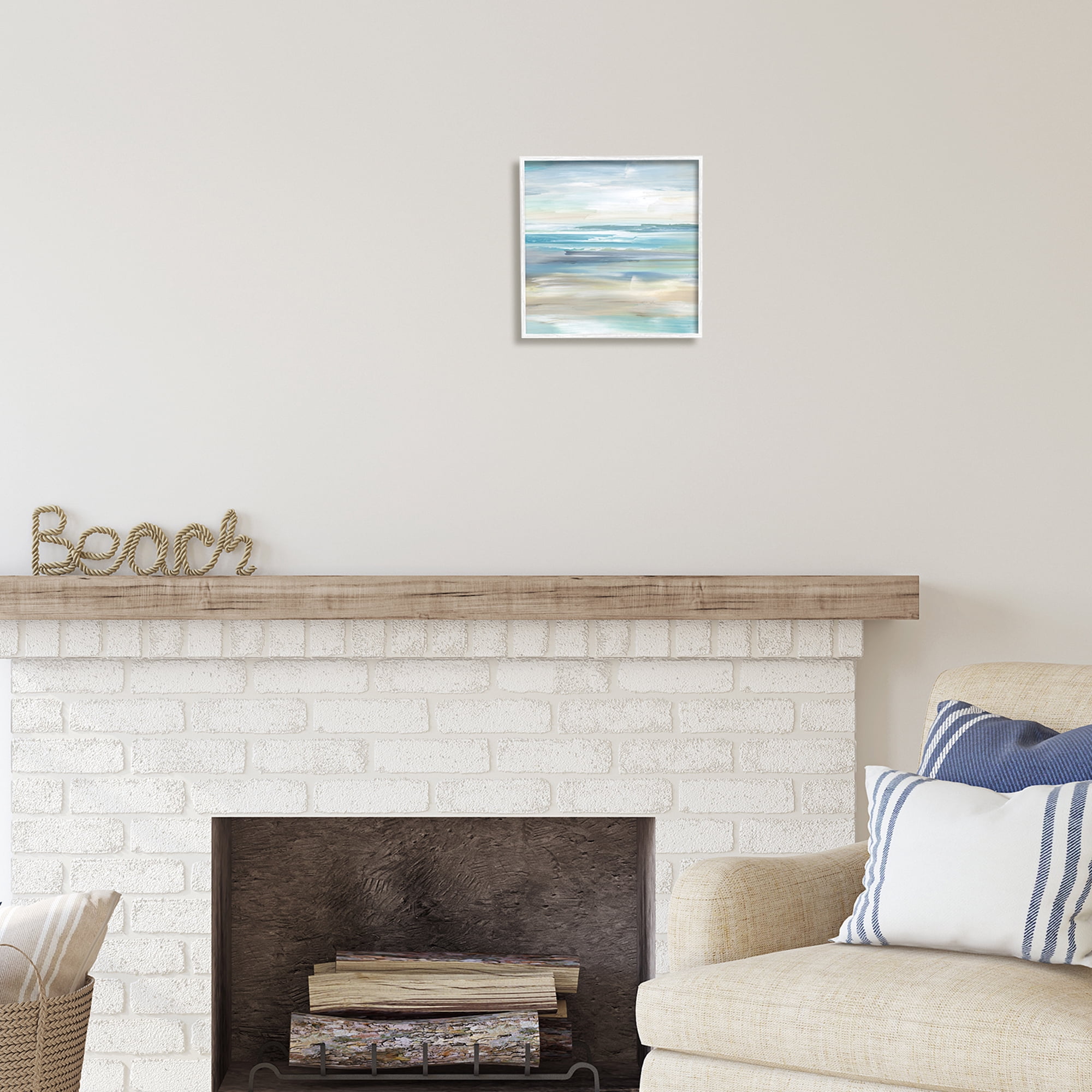 Stupell Industries Nautical Beach Shore Abstraction Coastal Painting White Framed Art Print Wall Art