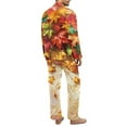 thumbnail image 2 of SCRAWLGOD Fall Decor Maple Leaf Print 2 PCS Men's Pajama Sets Mens Long Sleeve Pajama Set with Elastic Band Wrinkle-Free Lightweight Notched Collar Sleepwear with Pockets, 4XL, 2 of 6