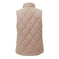 thumbnail image 5 of VISALY Puffer Vest Women Plain Colored Sleeveless Quilted Jacket Lightweight Snap Zip Up Button Stand-Up Collar Down with Pockets Outerwear for Winter Khaki Xl, 5 of 5