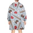 thumbnail image 2 of Blue Baseball Gear Pattern Wearable Oversized Blanket,Wearable Blanket Hoodie for Adults,Cozy Hooded Blankets with Super Pockets,Super Warm Fuzzy Pullover for Women & Men, 2 of 6