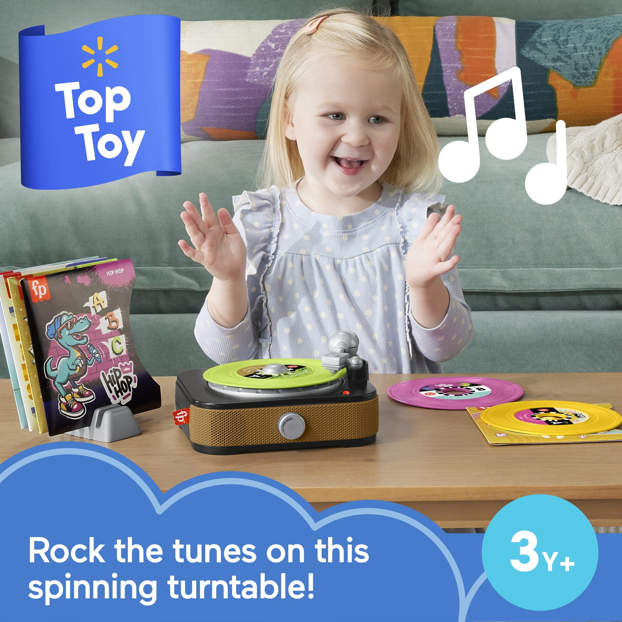 FisherPrice Rockin’ Record Player Musical Toy with Turntable & 5 Records for Toddler Pretend Play  (图4)