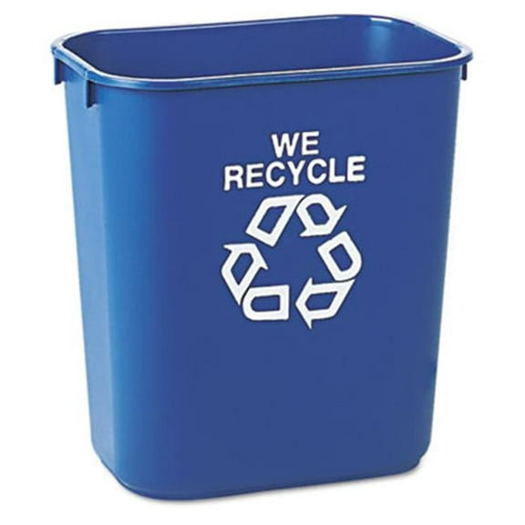 Rcp  Small Deskside Recycling Container  Rectangular  Plastic  13 5/8 qt  Blue