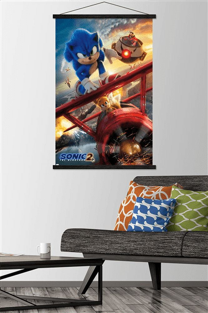 Sonic the Hedgehog 2 - Key Art Wall Poster with Magnetic Frame, 22.375" x 34"
