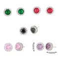 thumbnail image 1 of 1 Pair Copper Women Ear Stud Solid Color Rhinestone Pair Solid Color Copper Exquisite Easy Matching Round Girls Ladies Party Earring Jewelry Green, 1 of 9