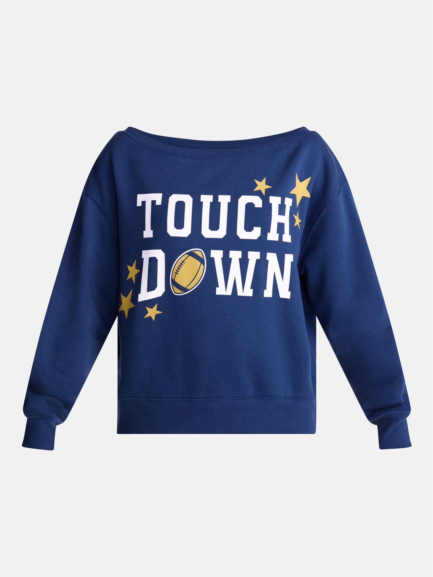 No Boundaries Off the Shoulder Sweatshirt with Long Sleeves, Midweight, Women’s XXS-4X