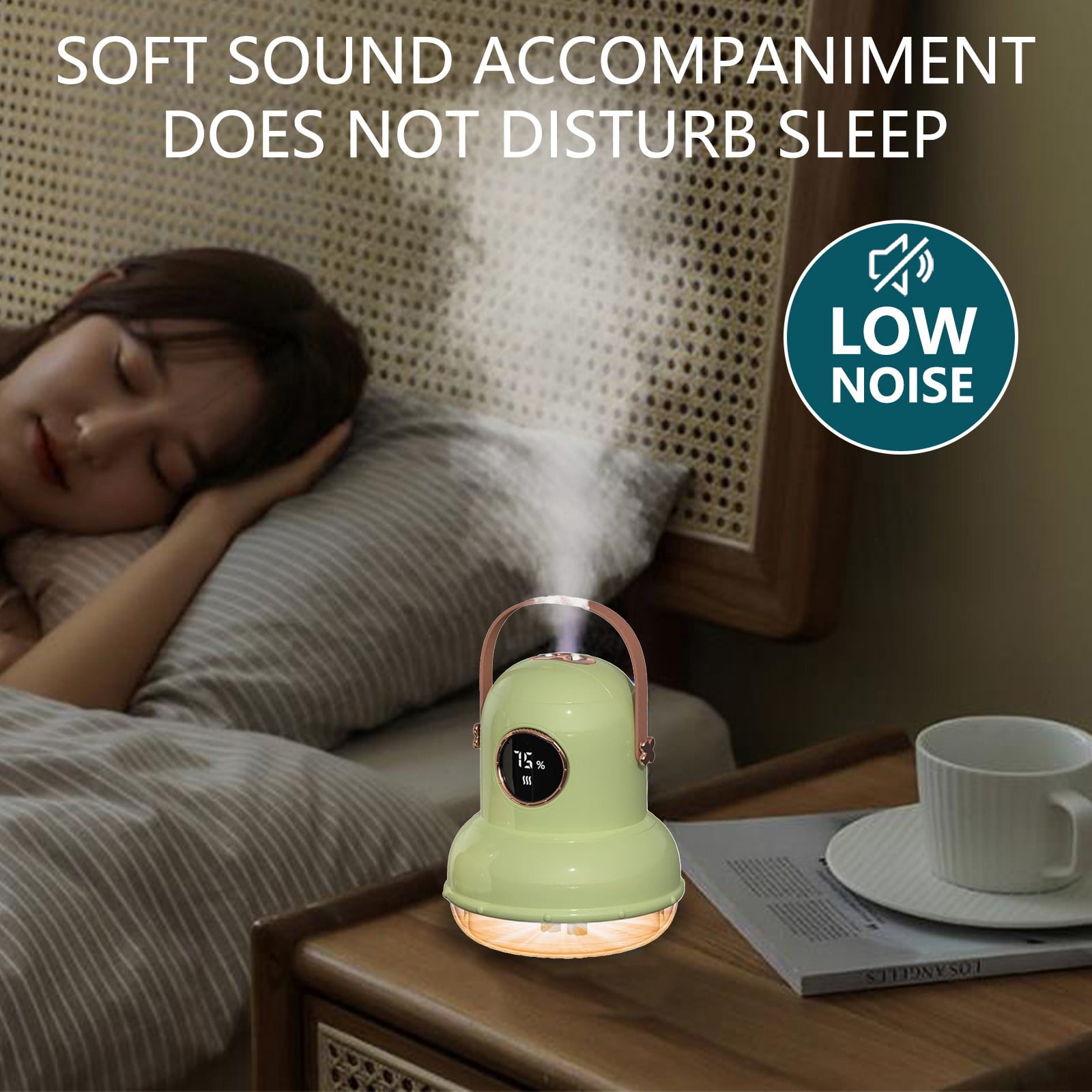 Wovilon Cool Mist Humidifier With Night Ligh Portable Mini Humidifier With LED Screen-Quiet Wireless Humidifier Three Spray Modes For Baby Kids Bedroom Home