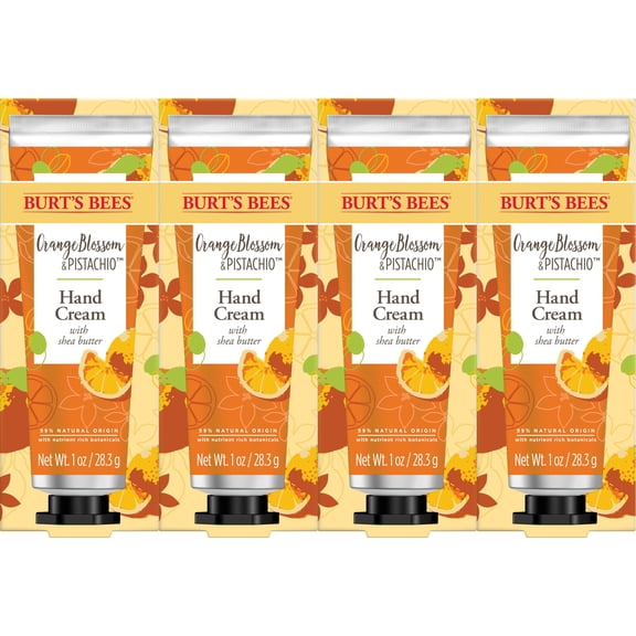 Burt's Bees Orange Blossom and Pistachio Hand Cream with Shea Butter, 1 oz, Pack of 4