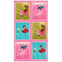 Gift of Friendship Girl & Bunny 100% Cotton Fabric by The Panel 23.5"