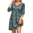 thumbnail image 3 of Minivestido WIHOLL Talla grande con cuello en V y manga 3/4 para mujer, 3 of 4