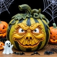 thumbnail image 3 of Sylvtty Halloween Pumpkin Statue Ghost Resin Figurine Scary Pumpkin Doll for Yard Office Indoor Outdoor Unique Halloween Gifts for Adults, 3 of 7