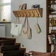 thumbnail image 5 of WEBI Heavy Duty Wall Mounted Shelf with Hooks, 35 inch Long, Wooden Plank, Rustic Brown, 5 of 13