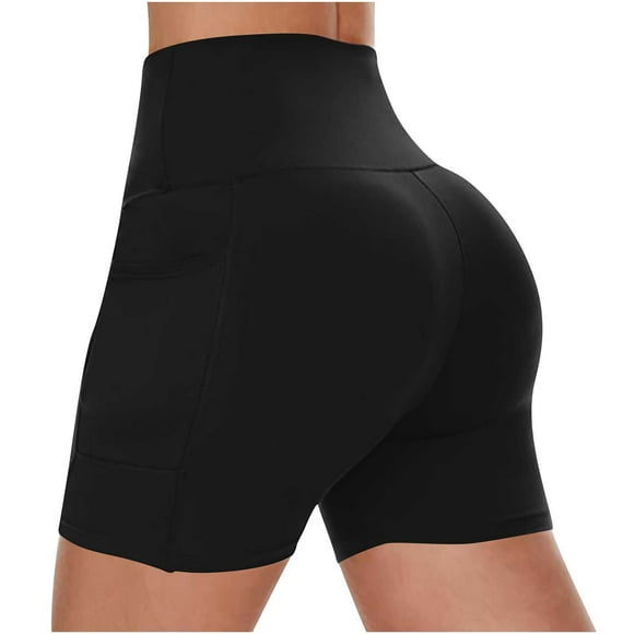 Bmisegm Womens High Waist Yoga Shorts Abdomen Control Training Running Pants Yoga Shorts 2024 Black XXL