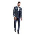 thumbnail image 2 of Tazzio Skinny Fit Floral 3 Piece Suit Set with Solid Satin Vest and Pants, 2 of 4