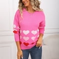 thumbnail image 6 of Trendy Sweaters for Women Love Hearts Pattern Crewneck Knit Pullover Long Sleeve Tops Valentines Day Outfit Gifts (M, Hot Pink 01), 6 of 8