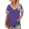 thumbnail image 2 of Delayuji Plus Size V Neck T Shirts Women Short Sleeve Tops Casual Summer Tshirts Loose Fit Tee Purple Xxxxl Polyester,Spandex Short Sleeve Shirts for Women, 2 of 4