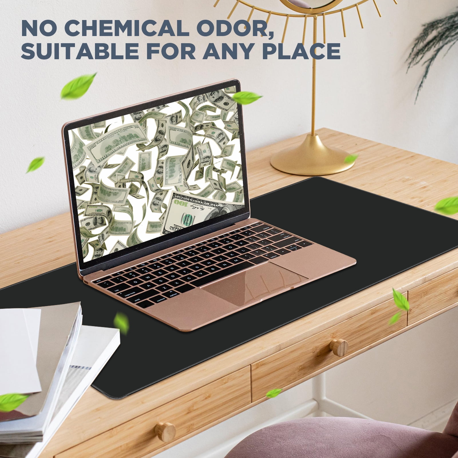 Lectrus Oversized Desk Pad Mat, Extra Large Mouse Pad with Non-Slip Base for Gaming and Office Use, Expansive Office Desk Accessories, 35.4"x15.7", Black