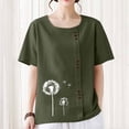 thumbnail image 6 of QUNYINEY Casual Women's T Shirts Crew Neck Short Sleeve Floral Tops Linen Loose Button Pullover Shirts, 6 of 7