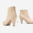 thumbnail image 2 of DREAM PAIRS Women's Pointed Toe Low Heel Suede/Pu Back Zipper Ankle Boots KALILA NUDE/SUEDE Size 9, 2 of 5