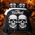 thumbnail image 2 of Erosebridal Spooky Skull Quilt Full, Happy Halloween Spider Web Full Bedspread Sets for Boys Girls, Black White, 3 Pieces 1 Coverlet and 2 Pillowcases, 2 of 7
