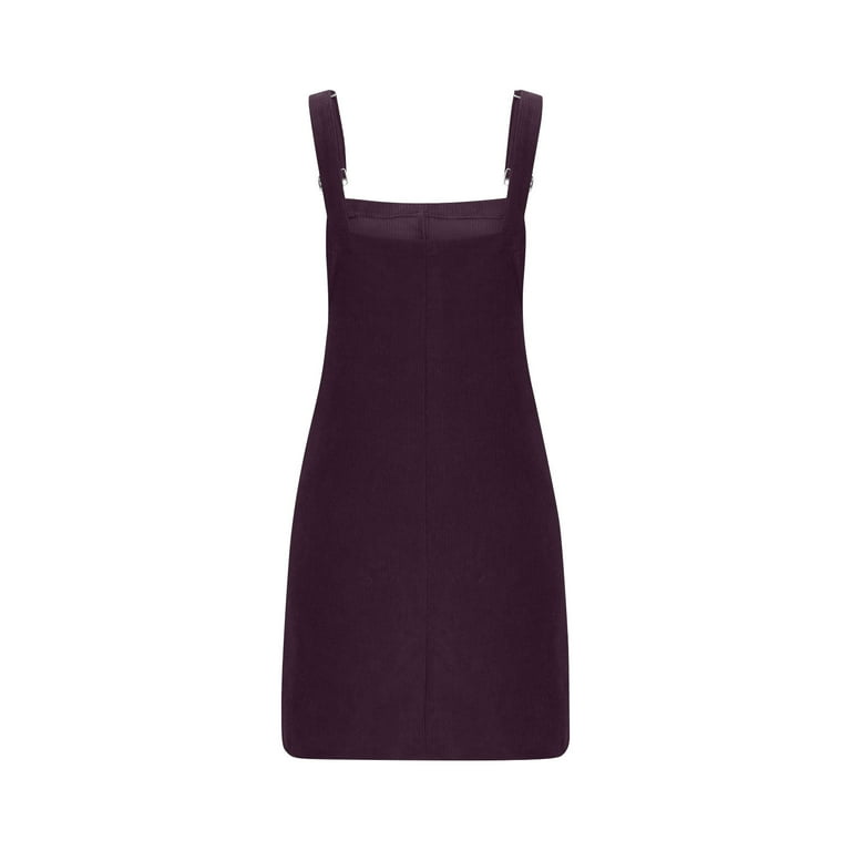 aohooy Bib Overall Dress Women Casual Corduroy Overalls Dresses Adjustable  Straps Pinafore Suspender Skirt Jumper Purple,M - Walmart.com