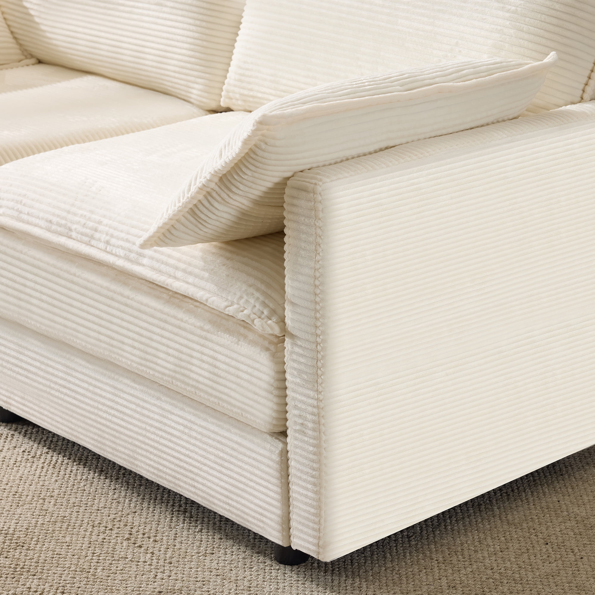Gewnee 69"Corduroy Modular Loveseat,Deep Seat 2-Seater Couch with Pillows,Modern Cloud Sofa for Living Room,Small Space.Beige