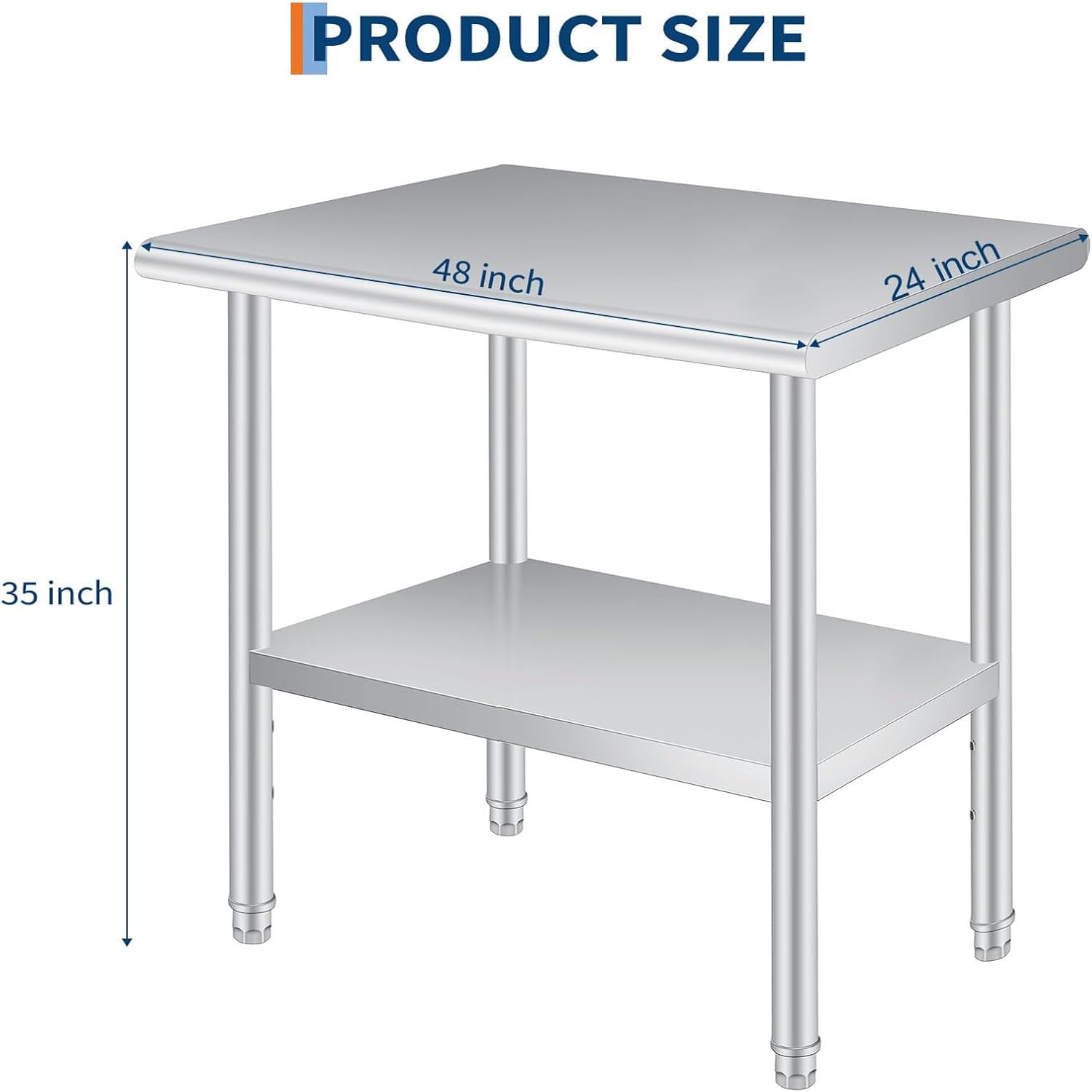 24 x 36 Inches Stainless Steel Prep Table with Backsplash, Adjustable Undershelf and 4 Caster Wheels, Commercial Heavy Duty Table with Adjustable Under Shelf for Outdoor Use,Restaurants,Hotels,Works