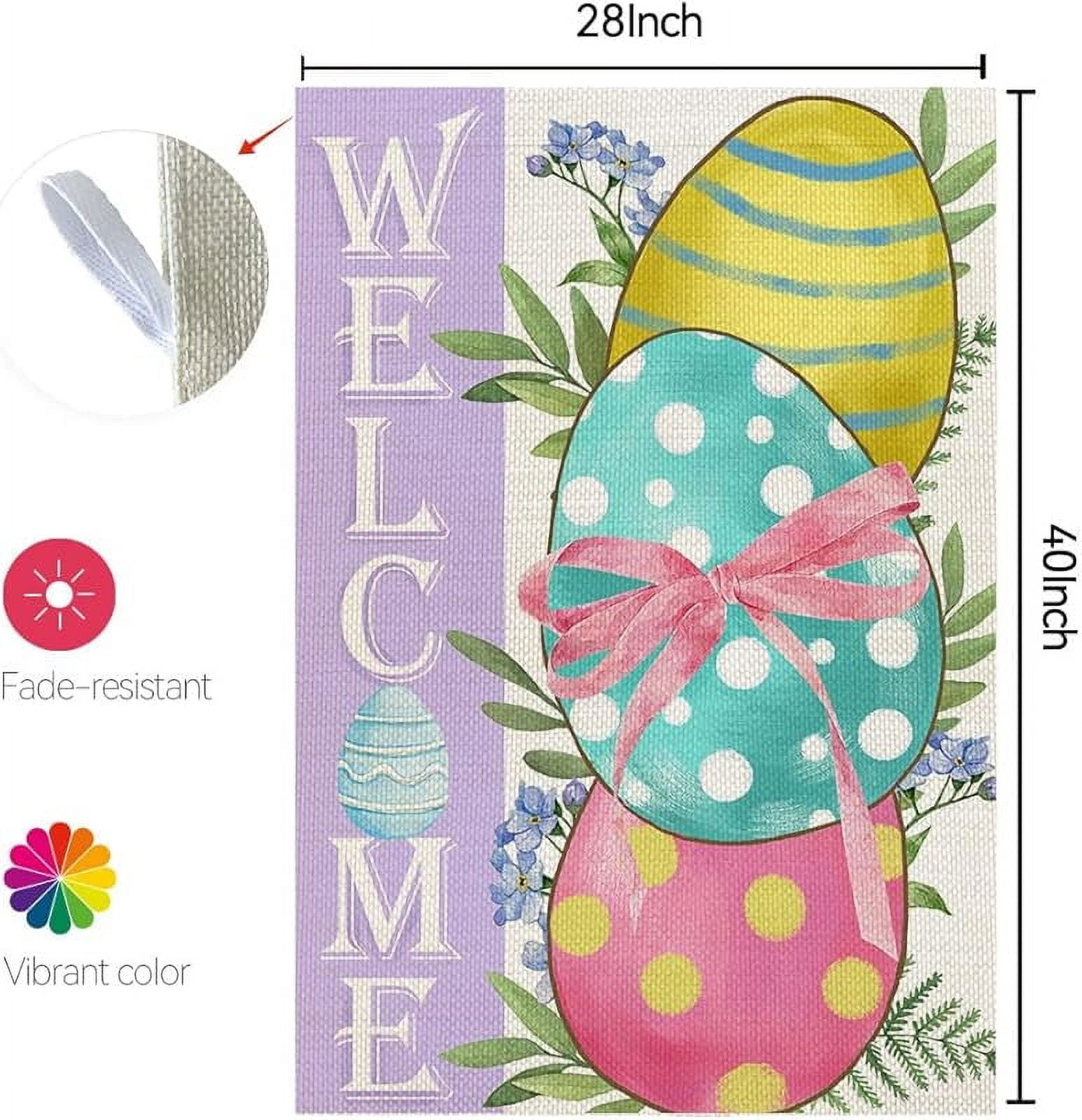 Easter Eggs Garden Flag 28"X40 Inch Double Sided for Outside Burlap Small Polka Dots Welcome Yard Holiday Flag