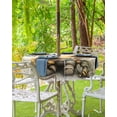 thumbnail image 3 of Hokiten Outdoor Tablecloths with Umbrella Hole & Zipper, Yellow Gnomes Round Tablecloths 60 Inch, Sunflower Bee Pastoral Botanical Retro Waterproof Table Cloth, Patio/Pool/Picnic Table Covers, 3 of 7